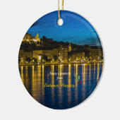 Frohe Weihnachten aus Budapest, Ungarn Keramik Ornament (Links)