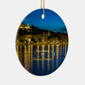 Frohe Weihnachten aus Budapest, Ungarn Keramikornament (Rechts)