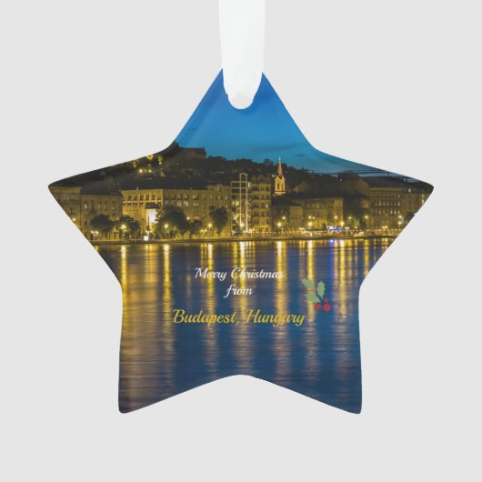 Frohe Weihnachten aus Budapest, Ungarn, Ornament (Vorderseite)