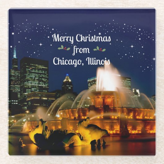 Frohe Weihnachten aus Chicago, Glasuntersetzer (Vorderseite)