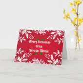 Frohe Weihnachten aus Chicago, Illinois Karte (Gelbe Blume)