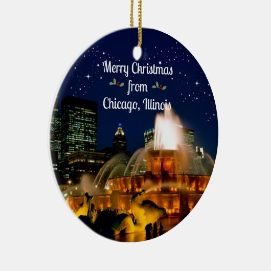 Frohe Weihnachten aus Chicago, Illinois Keramik Ornament (Rechts)