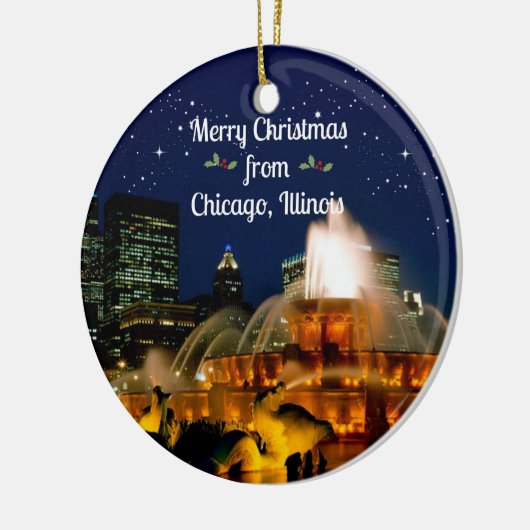 Frohe Weihnachten aus Chicago, Illinois Keramik Ornament (Links)
