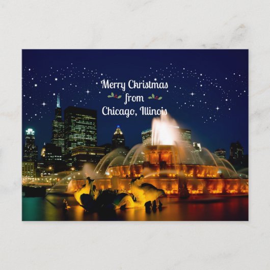 Frohe Weihnachten aus Chicago, Illinois Postkarte (Vorderseite)