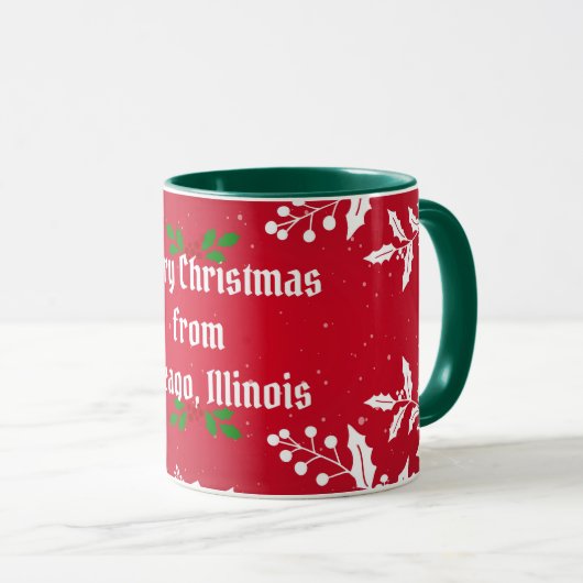 Frohe Weihnachten aus Chicago, Illinois Tasse (VorderseiteRechts)