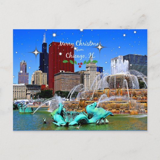 Frohe Weihnachten aus Chicago Postkarte (Vorderseite)