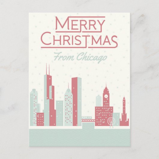 Frohe Weihnachten aus Chicago Postkarte (Vorderseite)