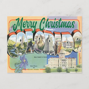 Frohe Weihnachten aus Colorado im Vintage-Stil Postkarte