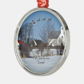 Frohe Weihnachten aus Dänemark Silbernes Ornament (Links)