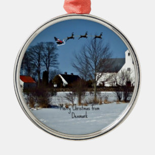 Frohe Weihnachten aus Dänemark Silbernes Ornament