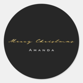 Frohe Weihnachten aus dem Namen Black Gold Minimal Runder Aufkleber