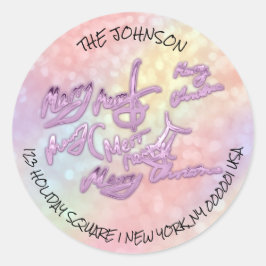 Frohe Weihnachten aus dem Namen der Lila UAWG Runder Aufkleber