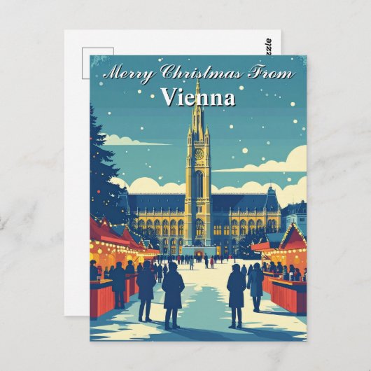 Frohe Weihnachten aus dem österreichischen Markt W Postkarte (Vorne/Hinten)