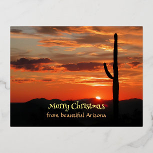 Frohe Weihnachten aus dem schönen Arizona Folien Feiertagspostkarte