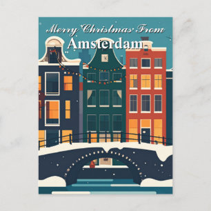 Frohe Weihnachten aus den Kanälen von Amsterdam Postkarte