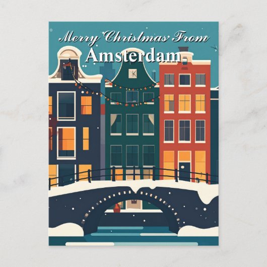 Frohe Weihnachten aus den Kanälen von Amsterdam Postkarte (Vorderseite)