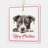 Frohe Weihnachten aus der Hunde Keramik Ornament (Links)