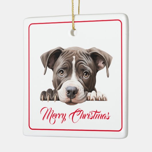 Frohe Weihnachten aus der Hunde Keramik Ornament (Links)