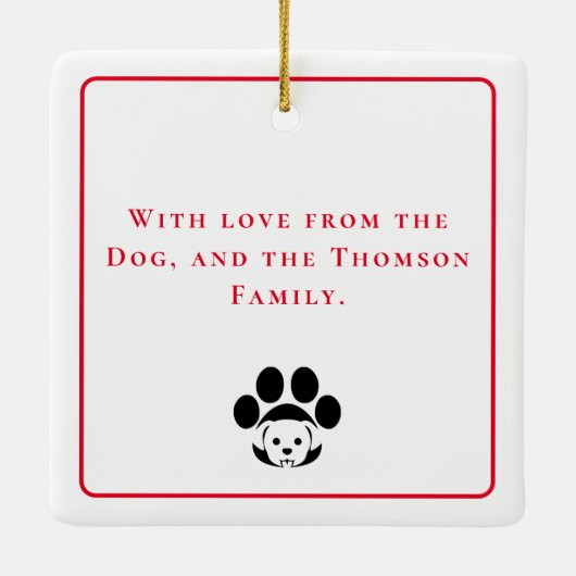 Frohe Weihnachten aus der Hunde Keramik Ornament (Rückseite)