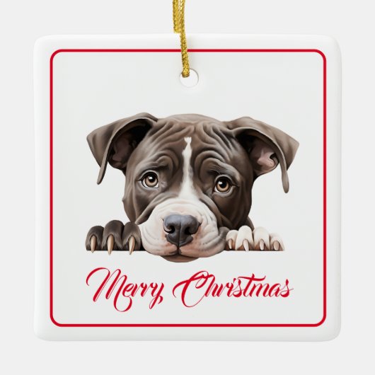 Frohe Weihnachten aus der Hunde Keramik Ornament (Vorderseite)