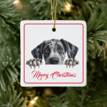 Frohe Weihnachten aus der Hunde Keramik Ornament