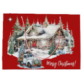 Frohe Weihnachten aus der Hütte Urlaub Große Geschenktüte (Rückseite)