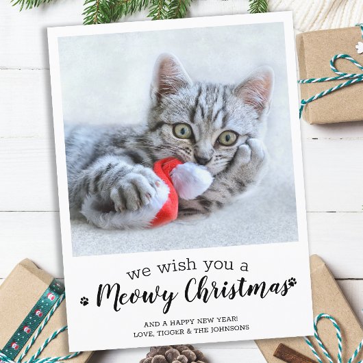 Frohe Weihnachten aus der Katze Modernes Haustier  Postkarte