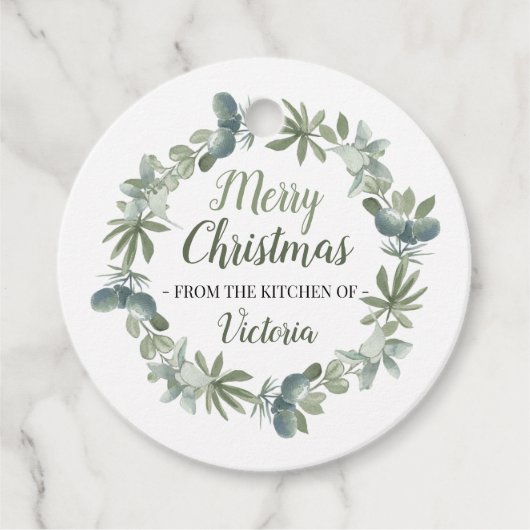 Frohe Weihnachten aus der Küche von Geschenkanhänger (Vorderseite)