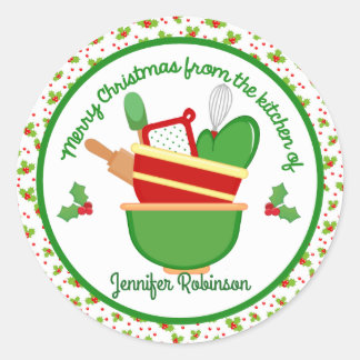 Frohe Weihnachten aus der Küche von Runder Aufkleber