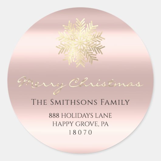 Frohe Weihnachten aus der Rose Gold UAWG Snowflake Runder Aufkleber (Vorderseite)