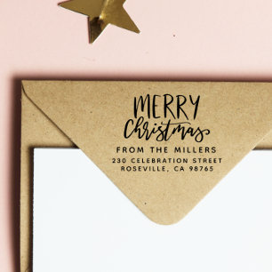 Frohe Weihnachten aus der Rücksendeadresse von Fam Permastempel