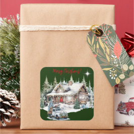 Frohe Weihnachten aus der Weihnachtskarte der Cabi Quadratischer Aufkleber