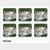 Frohe Weihnachten aus der Weihnachtskarte der Cabi Quadratischer Aufkleber (Blatt)