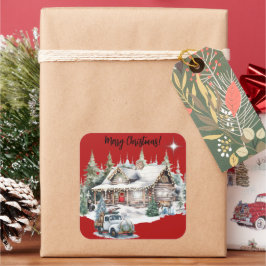 Frohe Weihnachten aus der Weihnachtskarte der Cabi Quadratischer Aufkleber