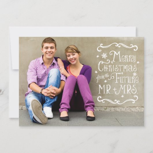 Frohe Weihnachten aus der Zukunft Mr. und Mrs. Fot Save The Date (Vorderseite)