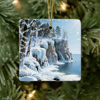 Frohe Weihnachten aus Door County, Wisconsin Keramikornament