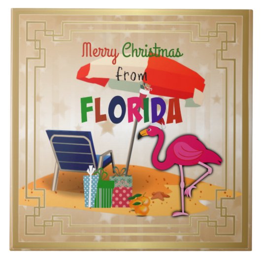 Frohe Weihnachten aus Florida Fliese (Vorderseite)