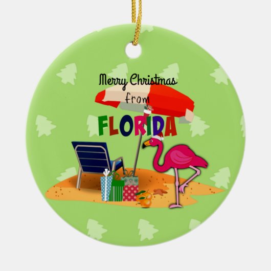 Frohe Weihnachten aus Florida Keramik Ornament (Vorne)