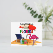 Frohe Weihnachten aus Florida mit Santa Flamingo Postkarte (Stehend Vorderseite)