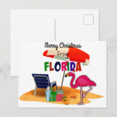 Frohe Weihnachten aus Florida mit Santa Flamingo Postkarte (Vorne/Hinten)