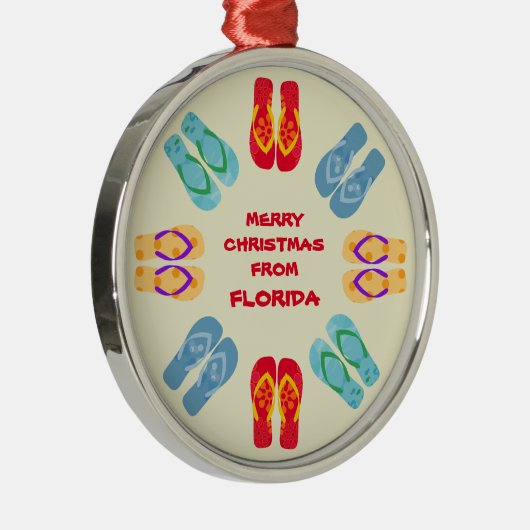 Frohe Weihnachten aus Florida oder Ihrem Staat Silbernes Ornament (Rechts)