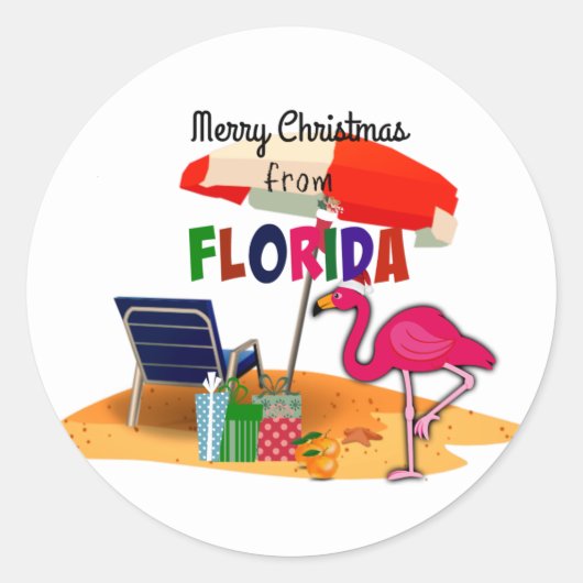Frohe Weihnachten aus Florida Runder Aufkleber (Vorderseite)