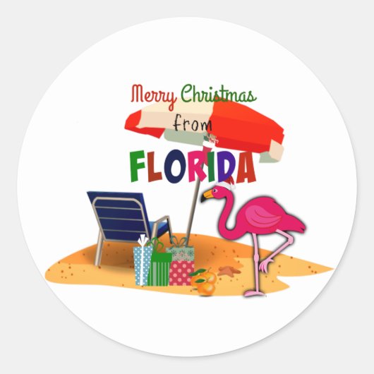 Frohe Weihnachten aus Florida Runder Aufkleber (Vorderseite)
