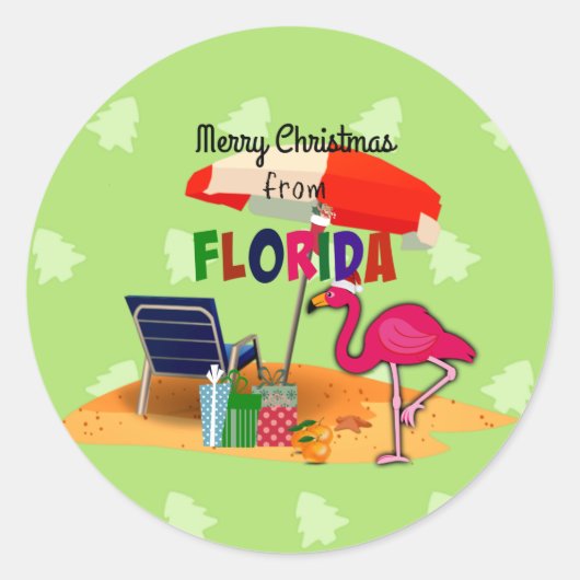 Frohe Weihnachten aus Florida Runder Aufkleber (Vorderseite)