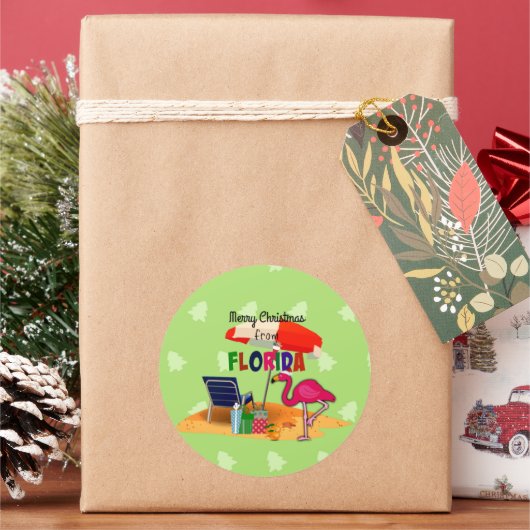 Frohe Weihnachten aus Florida Runder Aufkleber (Feiertag)