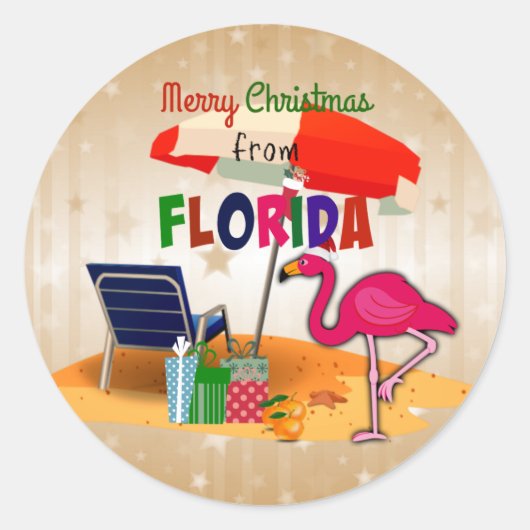 Frohe Weihnachten aus Florida Runder Aufkleber (Vorderseite)