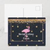 Frohe Weihnachten aus Florida, Santa Flamingo Postkarte (Vorne/Hinten)