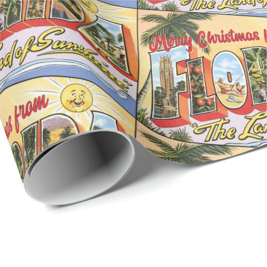 Frohe Weihnachten aus Florida Vintage Gruß Geschenkpapier (Rolleneckpunkt)