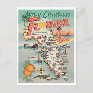Frohe Weihnachten aus Florida Vintage-Karte Postkarte