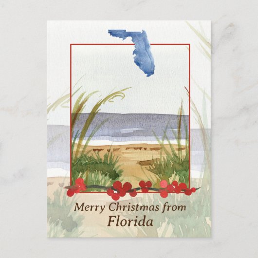 Frohe Weihnachten aus Florida Winter Beach Seascap (Vorderseite)
